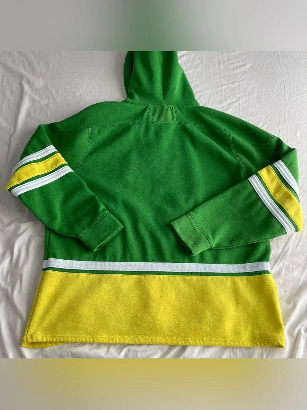 Oregon Ducks Hoodie Green Yellow Lace Up Pullover Colosseum Mens 2XL Hockey NCAA